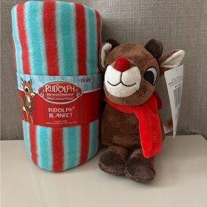 Rudolph Red-Nosed Reindeer Blanket and Plush Toy